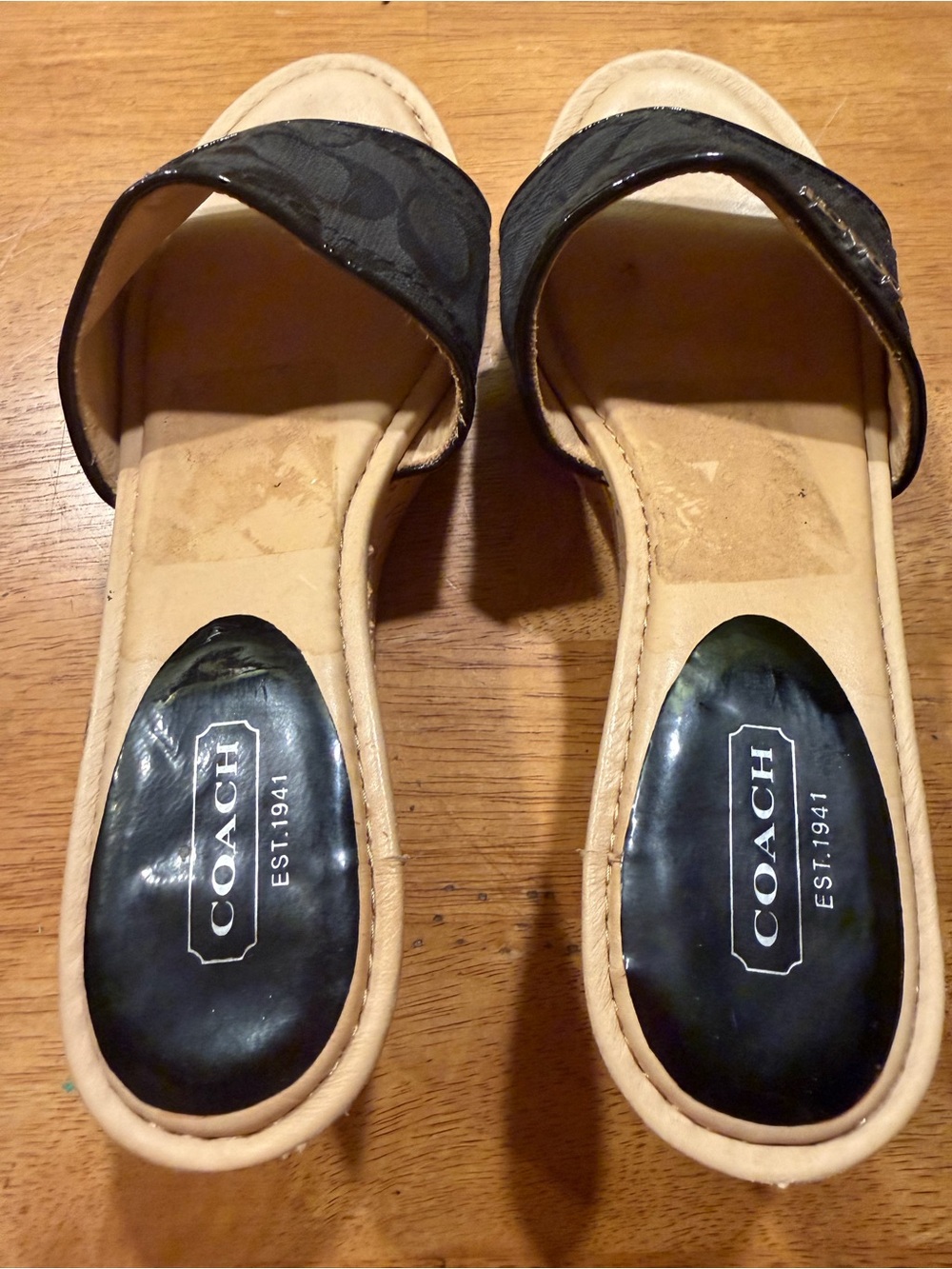 Coach Black Signature Logo Slide Mules - Picture 5 of 7